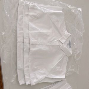 Ladies White button up long sleeve shirt with collar